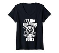 Mujer It's Not Hoarding if It's Tools Fun Carpintero Artesano Camiseta Cuello V
