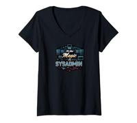 Mujer It's Not Magic It's SysAdmin Funny IT Tech Administrator Camiseta Cuello V