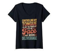 Mujer It's Not My Tongue It's My Face That's The Issue - Camiseta Cuello V