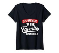 Mujer It's Official I'm The Favorite Grandchild Funny Grandchild Camiseta Cuello V