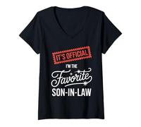 Mujer It's Official I'm The Favorite Son In Law Humor Familiar Camiseta Cuello V
