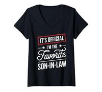 Mujer It's Official I'm The Favorite Son-In-Law Humor Hijo Camiseta Cuello V