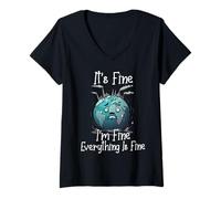 Mujer It's Okay, I'm Fine, Everything is is Fine Save Earth Funny Camiseta Cuello V