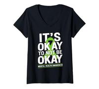 Mujer Its Okay To Not Be Okay Green Ribbon IT’S OKAY TO NOT BE Camiseta Cuello V