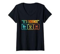 Mujer It's Science Bruh Periodic Table of Elements Funny Meme Camiseta Cuello V