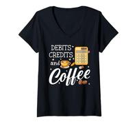 Mujer It's Tax Season Debits Credits & Coffee Cup Funny Accountant Camiseta Cuello V