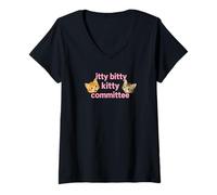 Mujer Itty Bitty Kitty Committee Cute Cat Lover tee and More Camiseta Cuello V