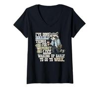 Mujer I've Done Horrible Things for Money Funny Raccoon Cansado Work Camiseta Cuello V