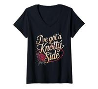 Mujer I've Got A Knotty Side - Witty Rose & Rope - Broma de Humor para Adultos Camiseta Cuello V