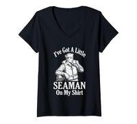 Mujer I've Got A Little Seaman On My Shirt - Novedad Divertida Camiseta Cuello V