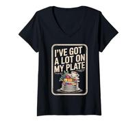 Mujer I've Got A Lot On My Plate Abrumado productivo Ocupado |- Camiseta Cuello V