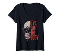 Mujer I've Got Not Body, divertido amante de Halloween con esqueletos Camiseta Cuello V