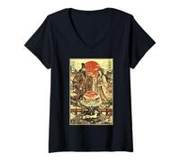 Mujer Izanagi e Izanami Ukiyo-e Mitología Japonesa estética Camiseta Cuello V