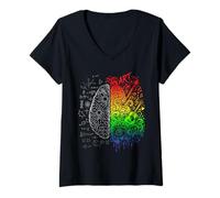 Mujer Izquierda Derecha Cerebro Psicología Neurociencia Anatomía del Cerebro Camiseta Cuello V