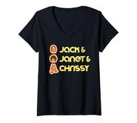 Mujer Jack & Janet & Chrissy Three's Company Roommate Faces Retro Camiseta Cuello V