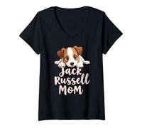Mujer Jack Russell Mamá Perro Jack Russell Terrier Mama Cute Puppy Camiseta Cuello V