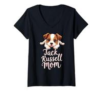 Mujer Jack Russell Mamá Perro Jack Russell Terrier Mama Cute Puppy Camiseta Cuello V