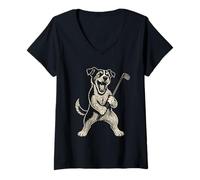 Mujer Jack Russell Terrier Golf Deportes Vintage Perro Amante Camiseta Cuello V