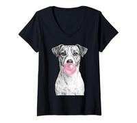 Mujer Jack Russell Terrier Perro chupando Chicle Camiseta Cuello V