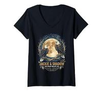 Mujer Jackie & Shadow Big Bear Valley, CA Bald Eagles Moon Emblema Camiseta Cuello V