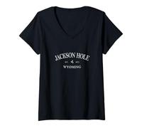 Mujer Jackson Hole Wyoming | Impresión gráfica de Jackson Hole WY Camiseta Cuello V