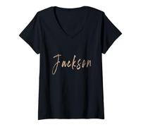 Mujer Jackson New Jersey Diseño Elegante Vintage Camiseta Cuello V