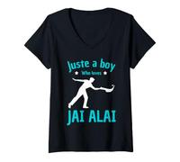 Mujer Jai Alai Jugador niños Fan Jai Alai Amante Cesta-Punta Bola Camiseta Cuello V