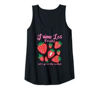 Mujer J'aime Les Fruits Fresa Mercado Francés Lindo Kawaii Camiseta sin Mangas