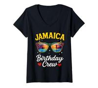 Mujer Jamaica Birthday Crew 2026 Girls Trip Jamaica Cruise Squad Camiseta Cuello V