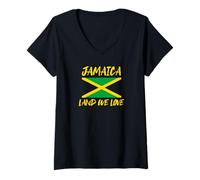 Mujer Jamaica Land We Love Bandera Jamaicana Carnaval Caribe Camiseta Cuello V