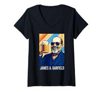 Mujer James A. Garfield Retrato Camiseta Cuello V