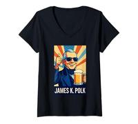 Mujer James K. Polk Retrato Camiseta Cuello V
