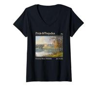 Mujer Jane Austen Pemberley 250 Aniversario Orgullo y prejuicio Camiseta Cuello V