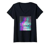 Mujer Jane Austen Retrato Artsy Modern Glitch Camiseta Cuello V