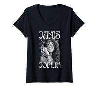 Mujer Janis Joplin Fashion Icon Camiseta Cuello V