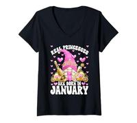 Mujer January Birthday GNOME For Women Funny Bday Princess Saying Camiseta Cuello V