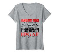 Mujer January Girl Judge Me Please Idgaf Lo Que Crees Que Las Mujeres se divierten Camiseta Cuello V