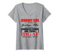 Mujer January Girl Judge Me Please Idgaf Lo Que Crees Que Las Mujeres se divierten Camiseta Cuello V