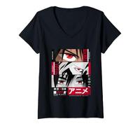 Mujer Japan Anime Warrior Eyes Illustration Graphic Anime Camiseta Cuello V