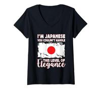 Mujer Japan Flag Proud Elegant Japanese Boyfriend Girlfriend Camiseta Cuello V