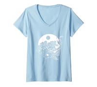 Mujer Japanese Aesthetic Vaporwave Sad Eboy Carp Koi Fish Camiseta Cuello V