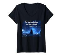 Mujer Japanese Christian Anime - Psalms 19:1 The Heavens Declare Camiseta Cuello V