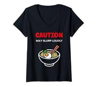 Mujer Japanese Food Funny Ramen Quote Caution May slurp Camiseta Cuello V
