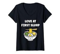 Mujer Japanese Food Funny Ramen Quote Love at First slurp Camiseta Cuello V