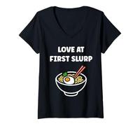 Mujer Japanese Food Funny Ramen Quote Love at First slurp Camiseta Cuello V