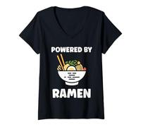 Mujer Japanese Food Ramens Minimalist Simple Powered by Ramen Camiseta Cuello V