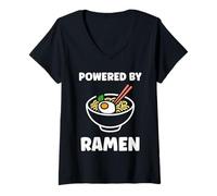 Mujer Japanese Food Ramens Minimalist Simple Powered by Ramen Camiseta Cuello V