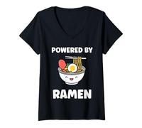 Mujer Japanese Food Ramens Minimalist Simple Powered by Ramen Camiseta Cuello V