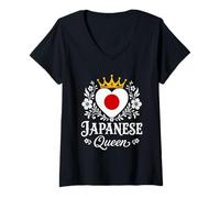 Mujer Japanese Queen Japan Flag Proud Japanese Woman Camiseta Cuello V