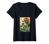 Mujer Japanese Raccoon with Funny Animals, Raccoonzilla Graphic Camiseta Cuello V